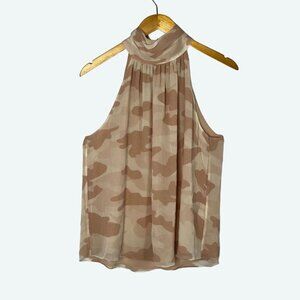 Joie Turtleneck Camouflage Camo Sleeveless Blouse Silk Pink Size Medium